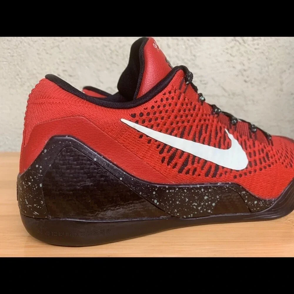 Size 9 Nike Kobe 9 Elite Low Men Red Excellent Flyknit Basketball‎ 639045-600